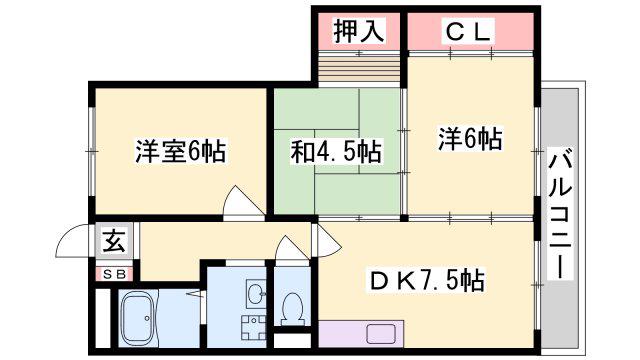メゾン北山(3DK/2階)の間取り写真