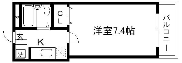 ドゥエル辻本(1K/4階)の間取り写真