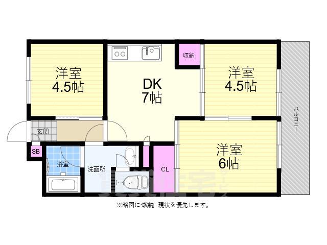 BAUHAUS EKIKITA旧中輪マンション(3DK/2階)の間取り写真