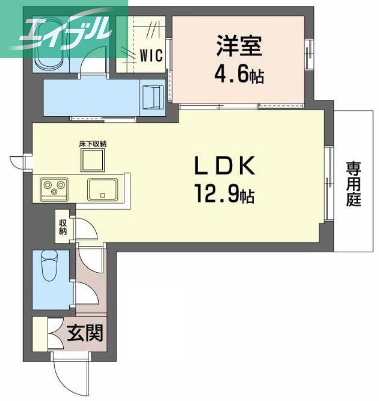 ユーグレイス東島田(1LDK/1階)の間取り写真