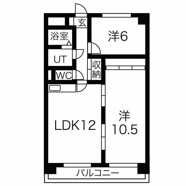ミラベル元植田(2LDK/1階)の間取り写真