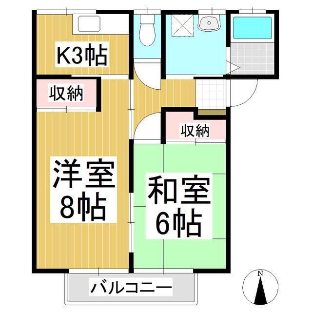 シェモワ国分B(2DK/2階)の間取り写真