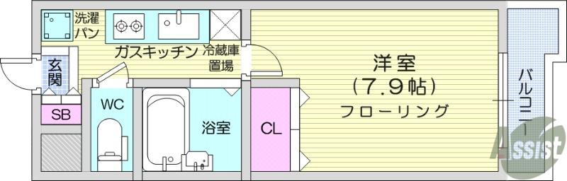 サンヴァーリオ小松島(1K/6階)の間取り写真