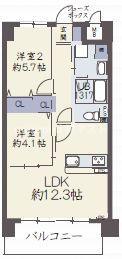 シップス西九条(2LDK/3階)の間取り写真
