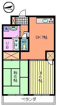 サンモール若海(2DK/3階)の間取り写真