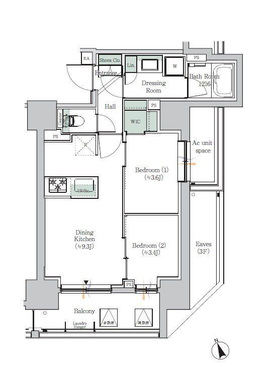 ONE ROOF RESIDENCE ASAKUSABASHI(2DK/7階)の間取り写真