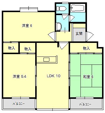 ドエリング・カワテ(3LDK/2階)の間取り写真