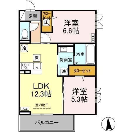セジュール師岡町(2LDK/1階)の間取り写真
