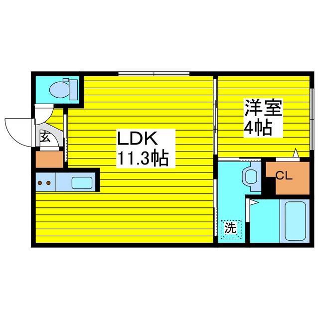 ロイスガーデン札幌駅東(1LDK/3階)の間取り写真