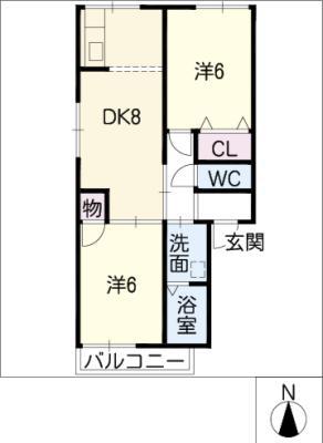 ファミール栄(2DK/2階)の間取り写真
