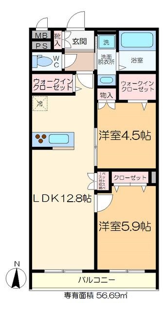 AUBERGE ENN B(2LDK/4階)の間取り写真