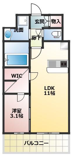 リヴェント福島野田(1LDK/4階)の間取り写真