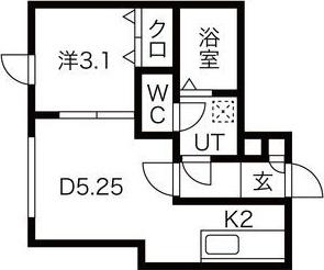 トレジャーキャッスル伍番館(1DK/2階)の間取り写真