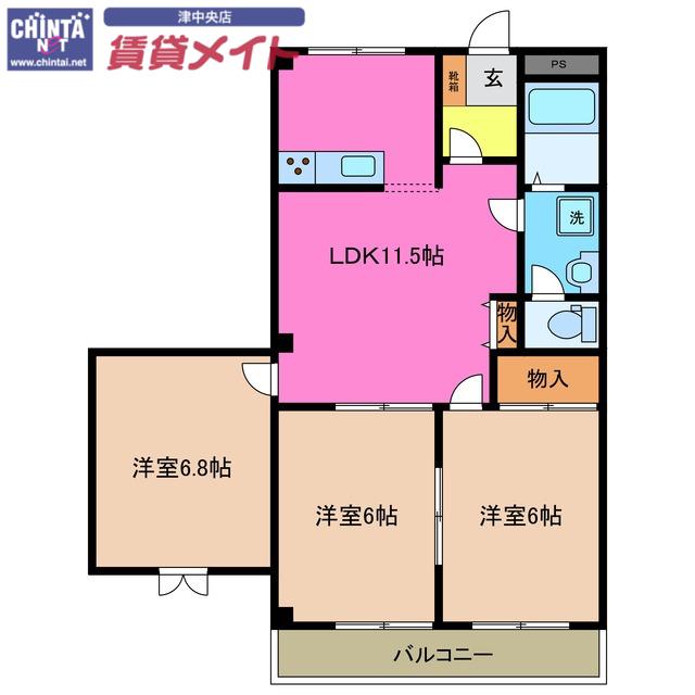 アンブル ルミエール(3LDK/2階)の間取り写真