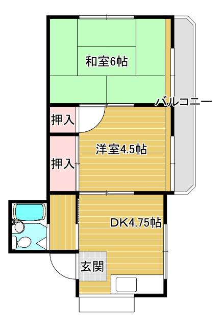 天神スカイハイツ(2DK/2階)の間取り写真