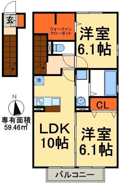 S・V・Pシビー(2LDK/2階)の間取り写真