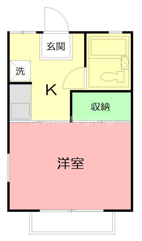 ジュネス宮坂(1K/2階)の間取り写真