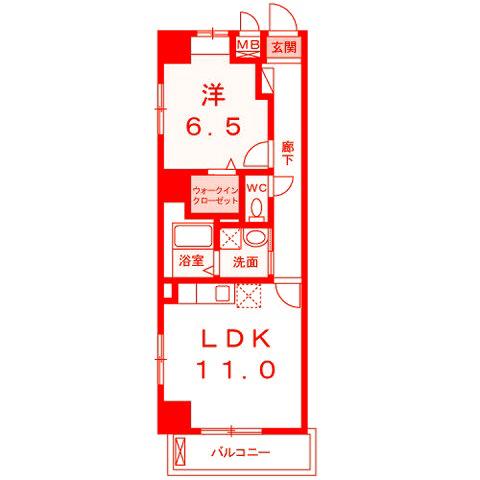 グランスイ一ト新横浜II(1LDK/2階)の間取り写真