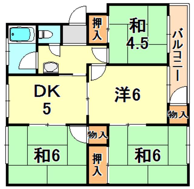 神陵台東48号棟(4DK/5階)の間取り写真