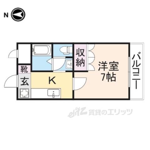 アシューレH(1K/2階)の間取り写真