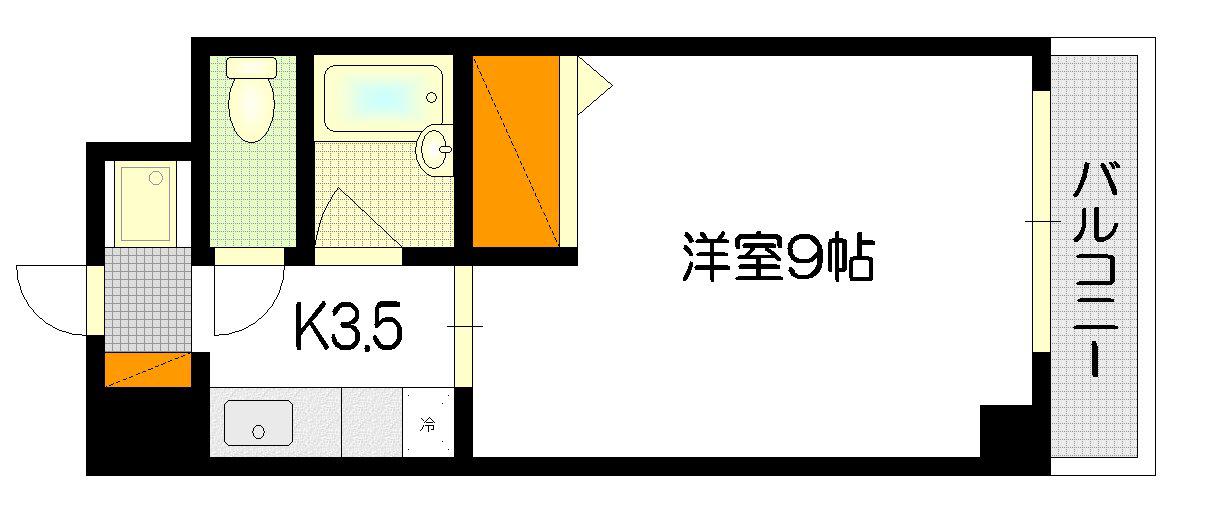 ラフィーネ幟町(1K/2階)の間取り写真