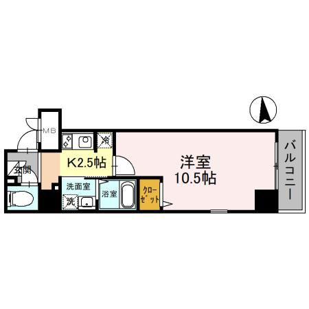 グラージュ小路(1K/4階)の間取り写真