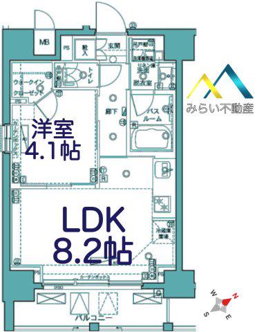ZOOM横浜(1LDK/4階)の間取り写真