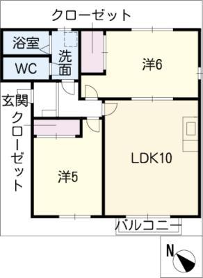 プロヴァンス3棟(2LDK/1階)の間取り写真