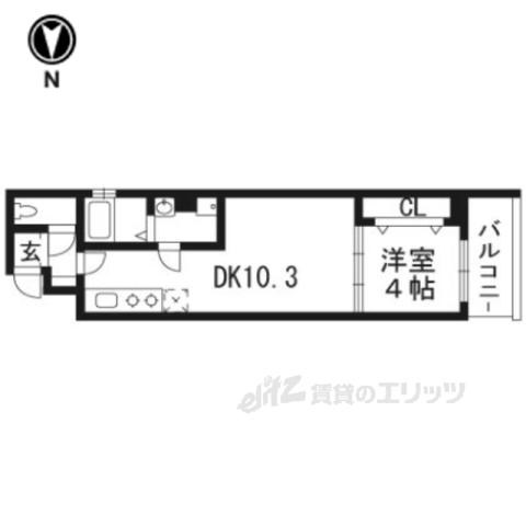 アイカーサ麩屋町(1LDK/2階)の間取り写真