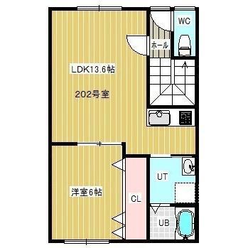 シエルB(1LDK/2階)の間取り写真