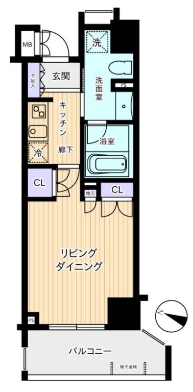 ピュアーレ広尾(1K/13階)の間取り写真