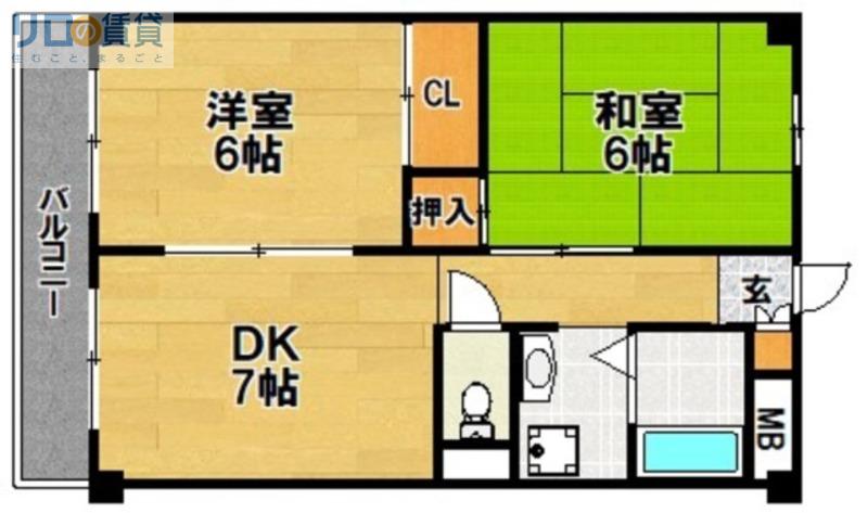 リアライズ上新庄(2DK/2階)の間取り写真