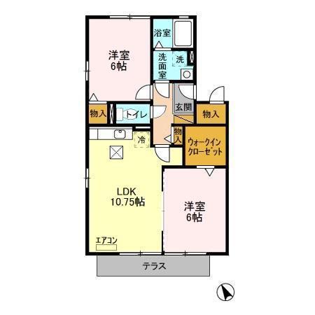 クリエール(2LDK/1階)の間取り写真