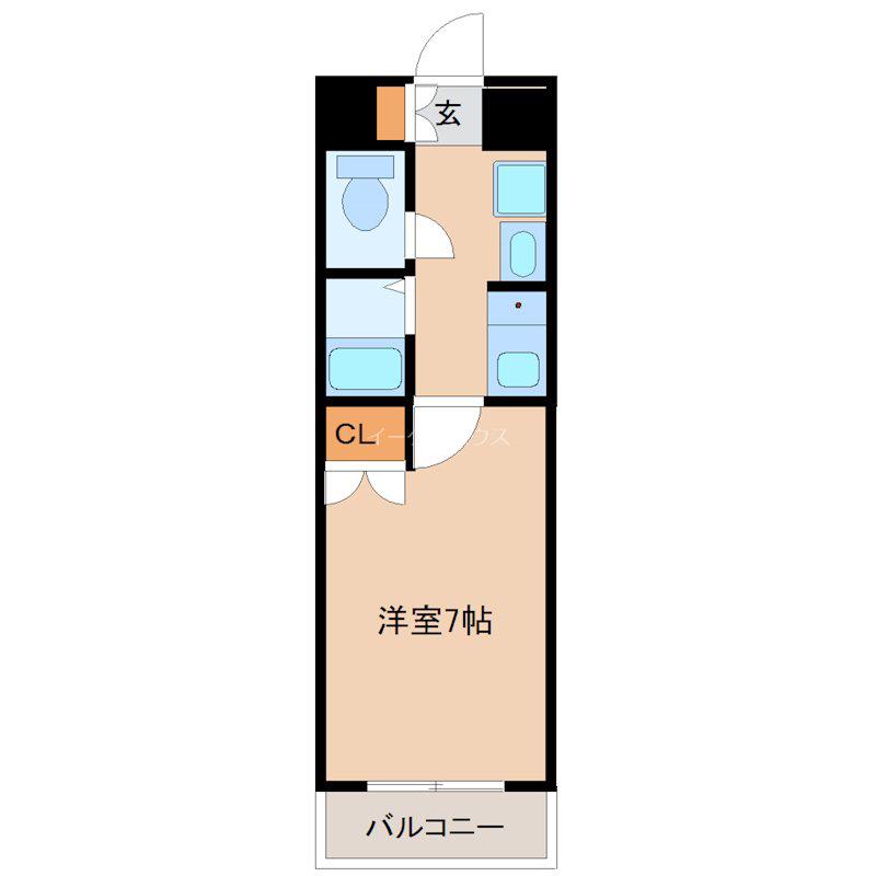 西鉄太宰府線 西鉄五条駅 徒歩10分 9階建 築34年(1K/3階)の間取り写真