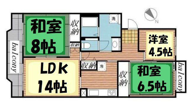 杉戸高野台べリアス西六番街第9号棟(3LDK/2階)の間取り写真