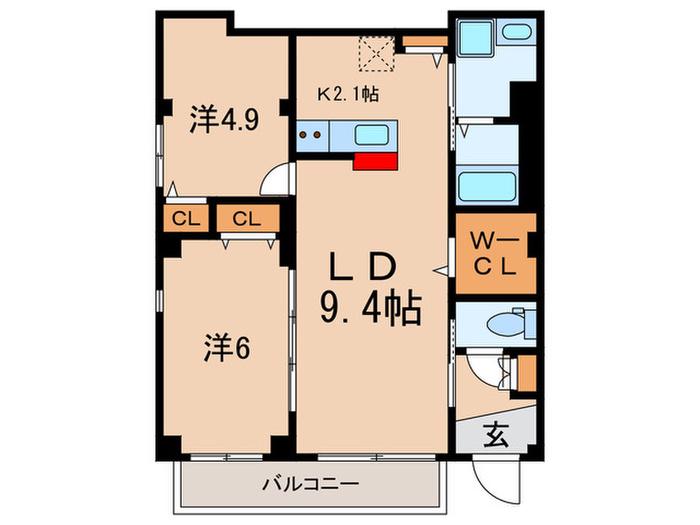 GRAND MAISON OHI(2LDK/1階)の間取り写真