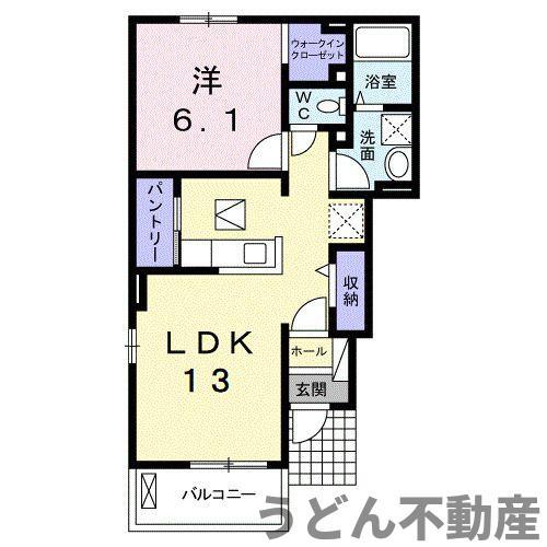 ミルト伏石(1LDK/1階)の間取り写真