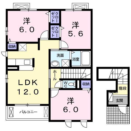 アルカンシエルさくら(3LDK/2階)の間取り写真