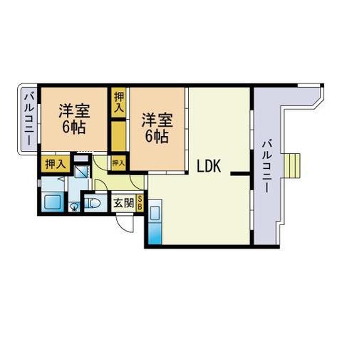 コーポジュジュ(2LDK/1階)の間取り写真
