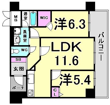 エステムプラザ神戸元町・海岸通(2LDK/9階)の間取り写真