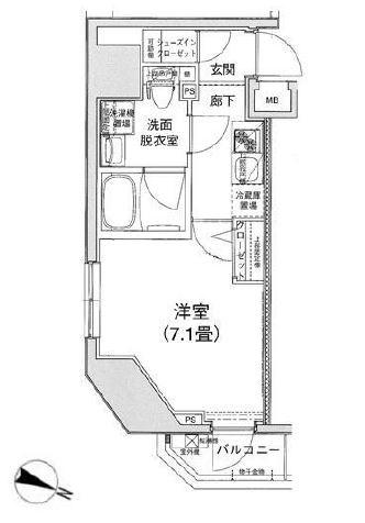 アイルイムーブル御茶ノ水(1K/4階)の間取り写真