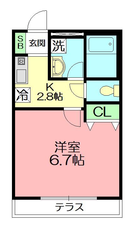 シュールメゾン戸塚(1K/1階)の間取り写真