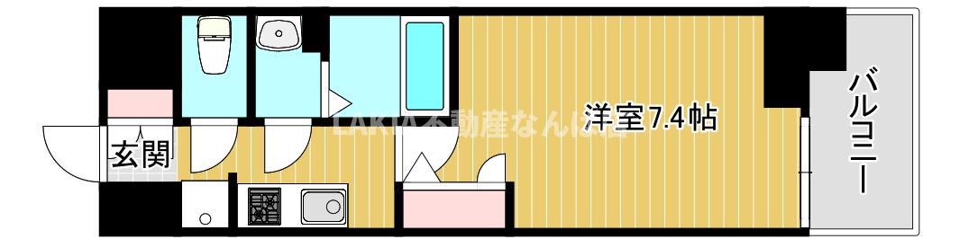 ファステート難波ウエストディオン(1K/13階)の間取り写真