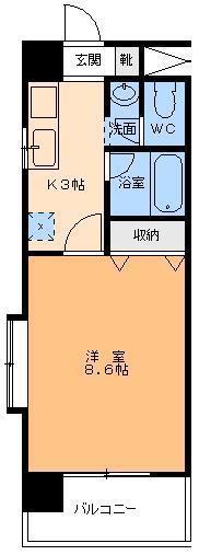 グレイスパル本町(1K/9階)の間取り写真