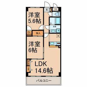 NK六番(2LDK/6階)の間取り写真