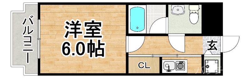 エステートモア西大橋(1K/4階)の間取り写真