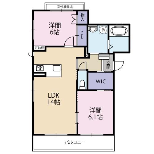 キュテレイアB(2LDK/3階)の間取り写真