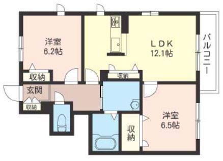 ブラウンメゾン(2LDK/1階)の間取り写真