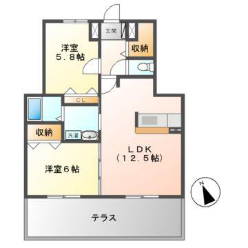 ドリーム・21(2LDK/1階)の間取り写真