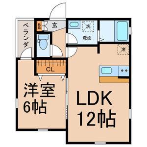 グランレーヴ黒川II(1LDK/1階)の間取り写真